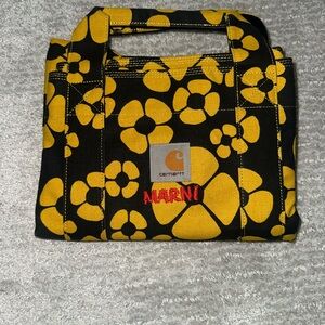 Marni Yellow and Black Floral Tote